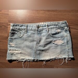 Hollister Light Blue Distressed Mini Skirt